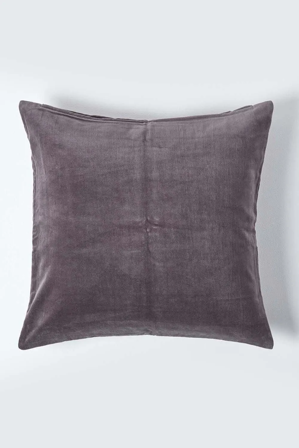 Homescapes Velvet Cushion Cover 100% Cotton, Soft & Machine Washable in Dark Grey 1