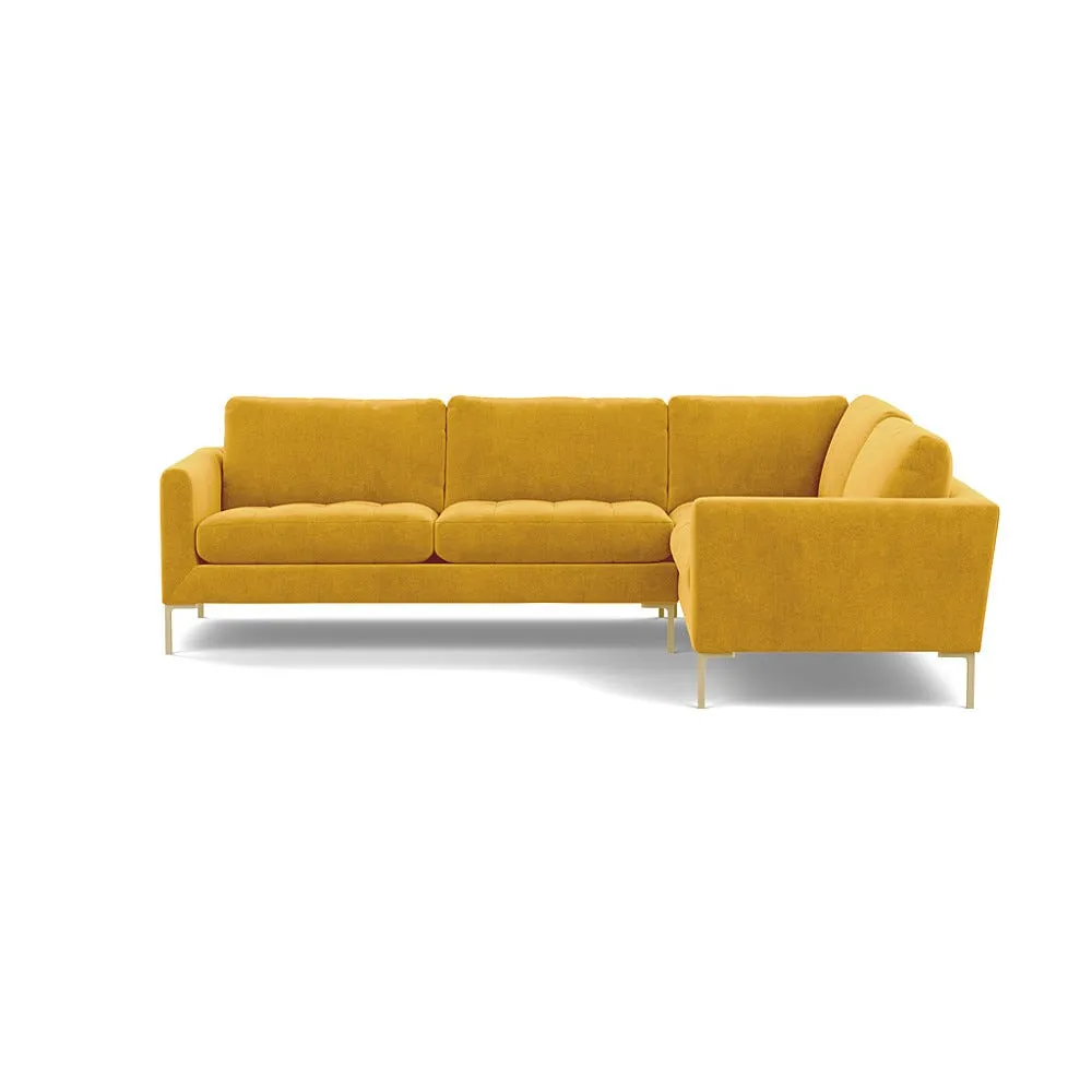 Heal's Eton Right Hand Facing Corner Sofa Smart Luxe Velvet Canary Brass Feet 1
