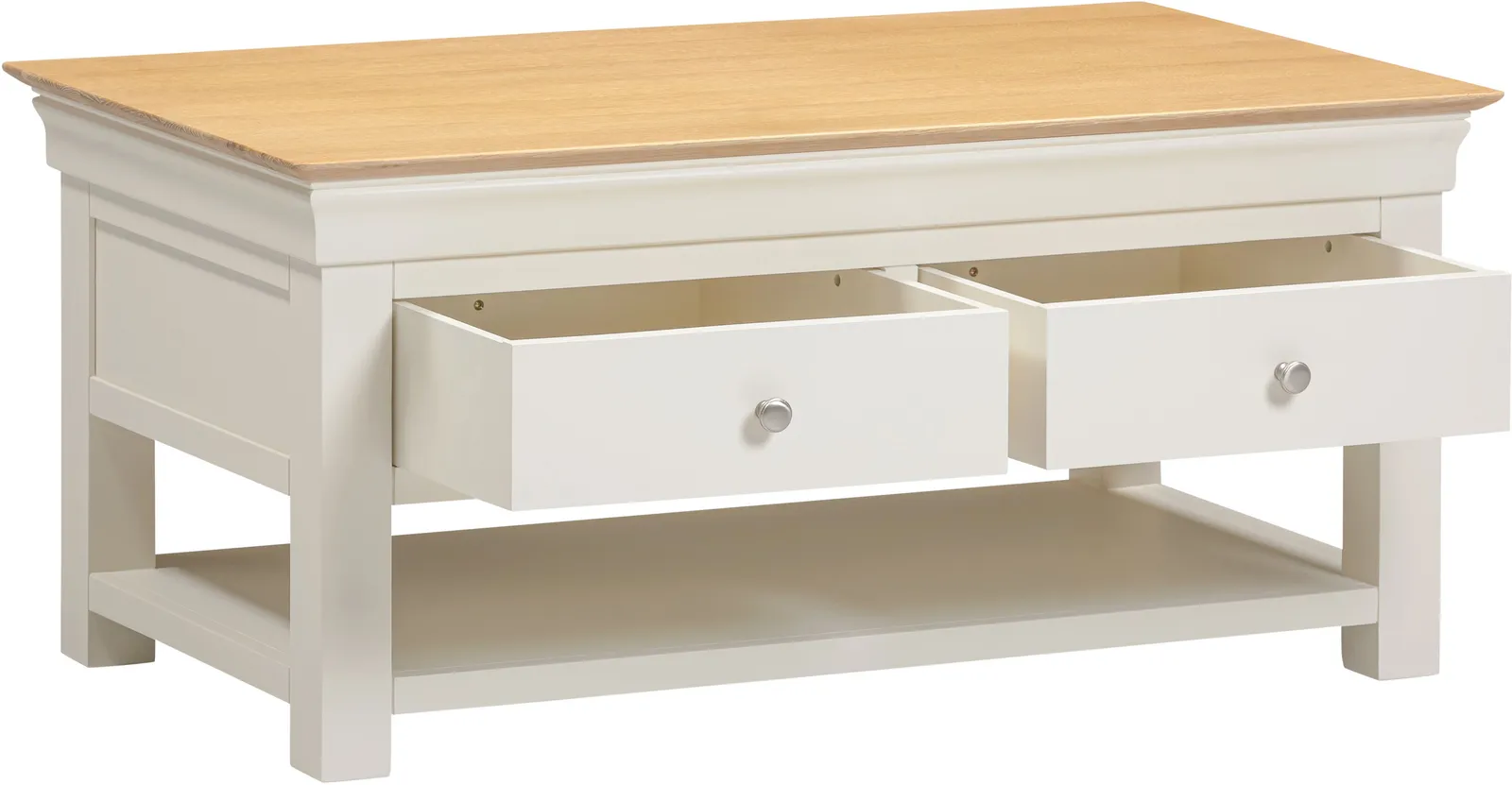 Seconique Bordeaux 2 Drawer Coffee Table (Fully Assembled) in Ivory 5