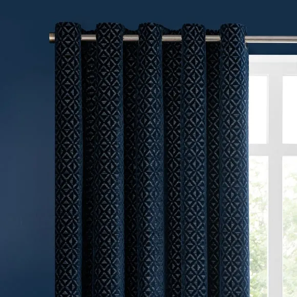 Diamond Geometric Velvet Eyelet Curtains 1