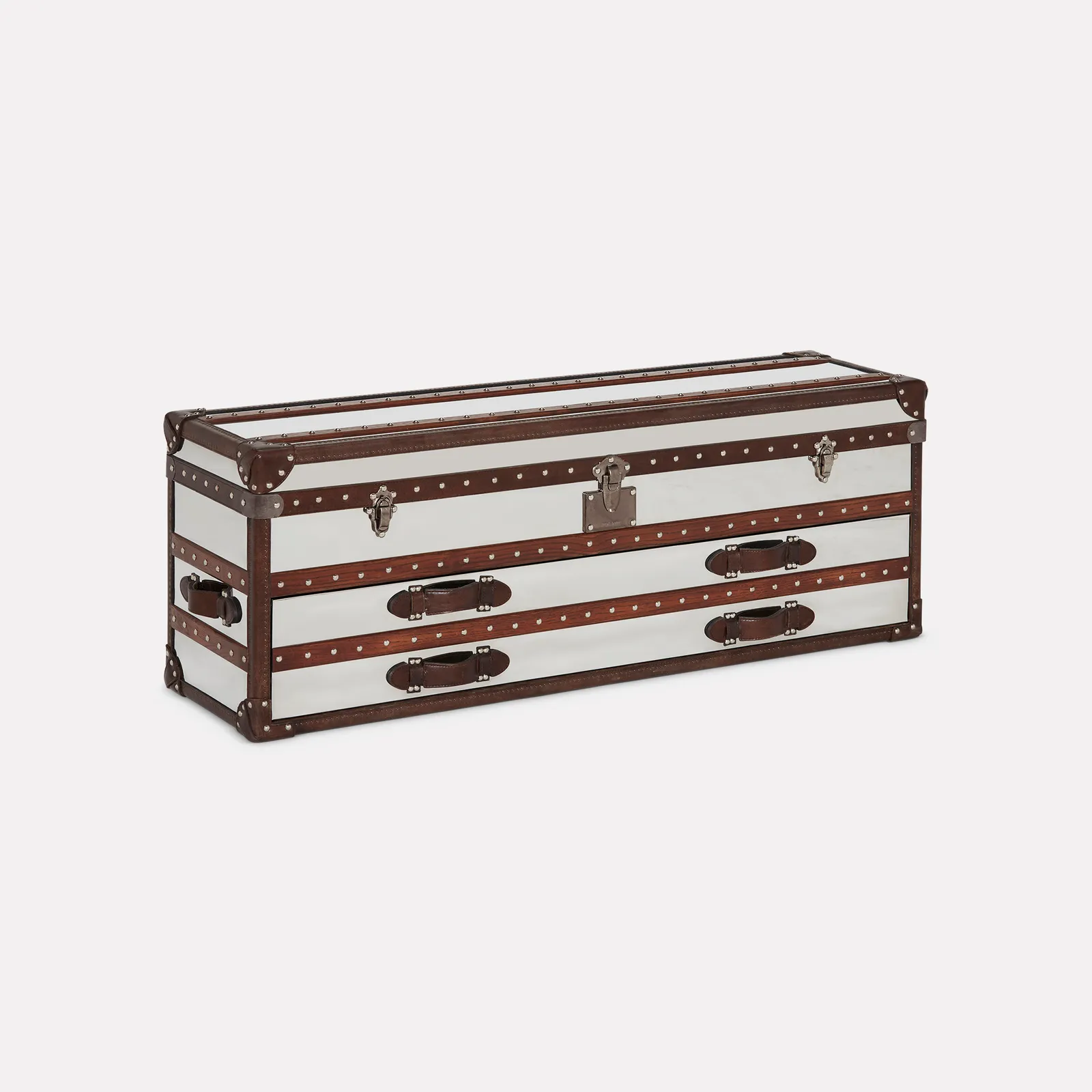Timothy Oulton Harrow Trunk, Silver Metal | Barker & Stonehouse