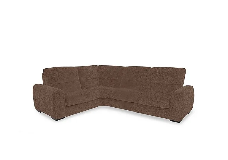 Flex Fabric Small Corner Sofa Bed with Storage Arm - Hazelnut
