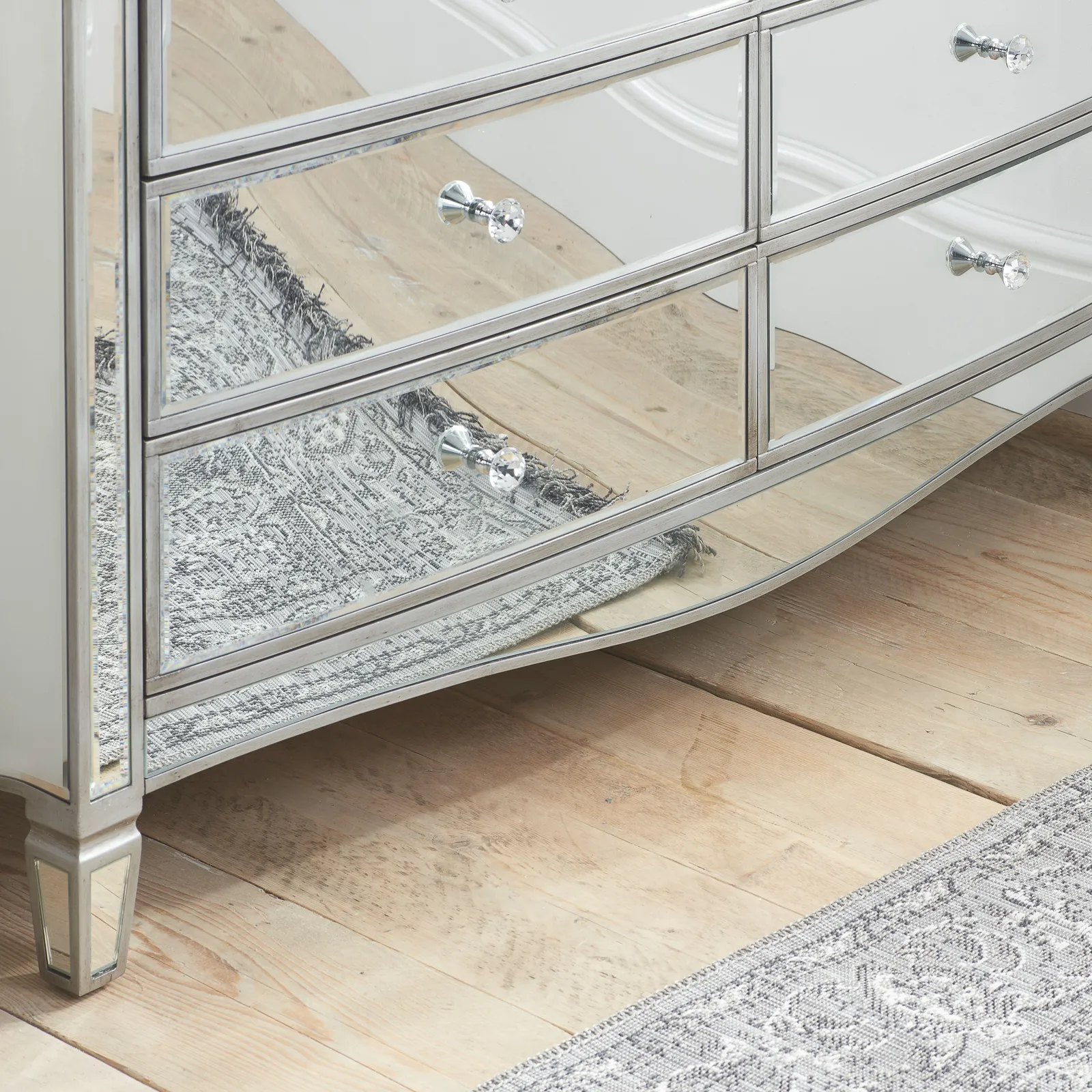 Birlea Elysee 6 Drawer Wide Chest Mirrored in Silver 2