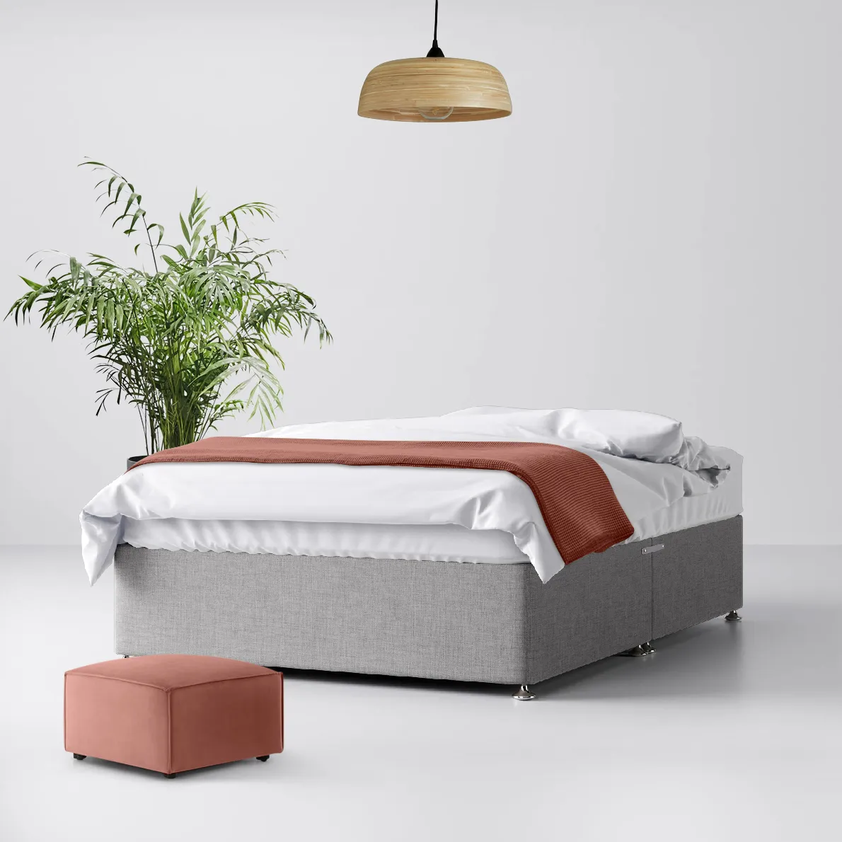 Classic Silver Grey Fabric Ottoman Divan Bed - 4ft Small Double