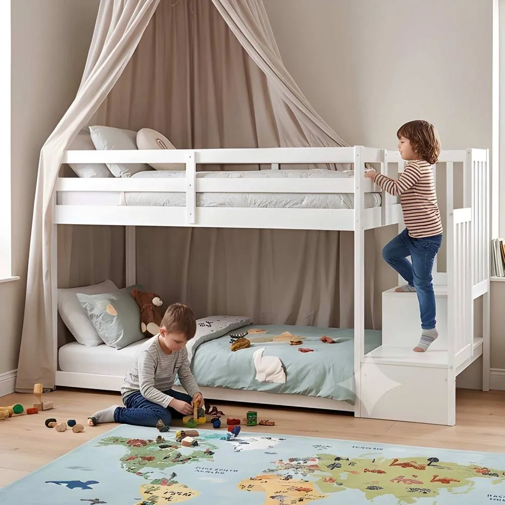 Nöa and Nani Oleana Shorty Bunk Bed with Spacesaving Storage Staircase in White 2