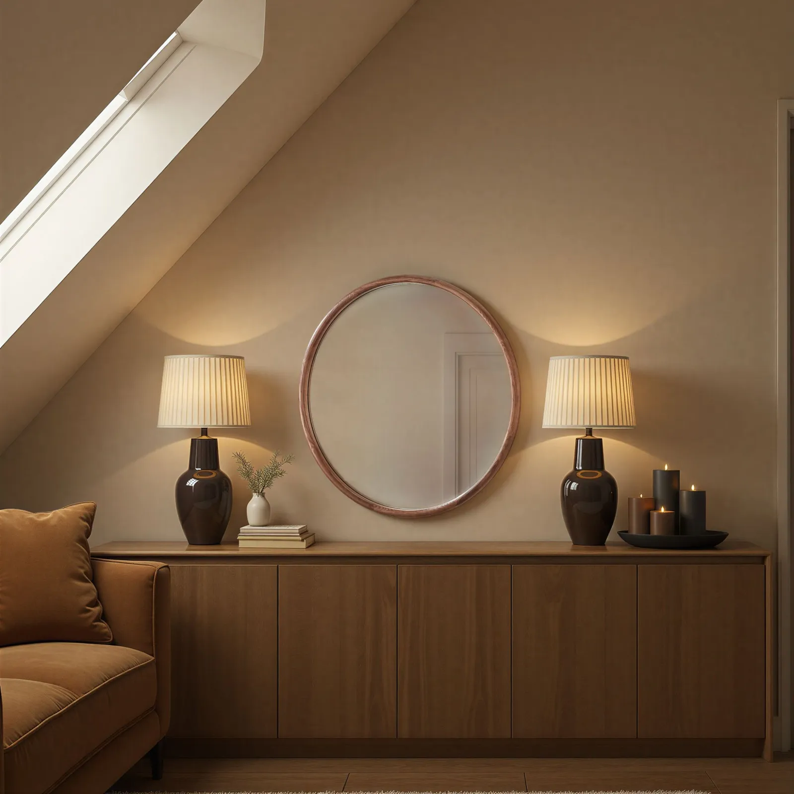 Yearn Mirrors Beaufort Walnut Round Wood Mirror 4