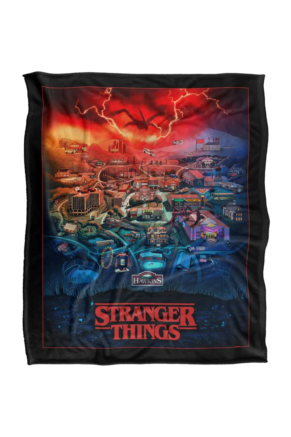 Stranger Things Hawkins Map Poster Super Soft Throw Blanket 152x127 Cm