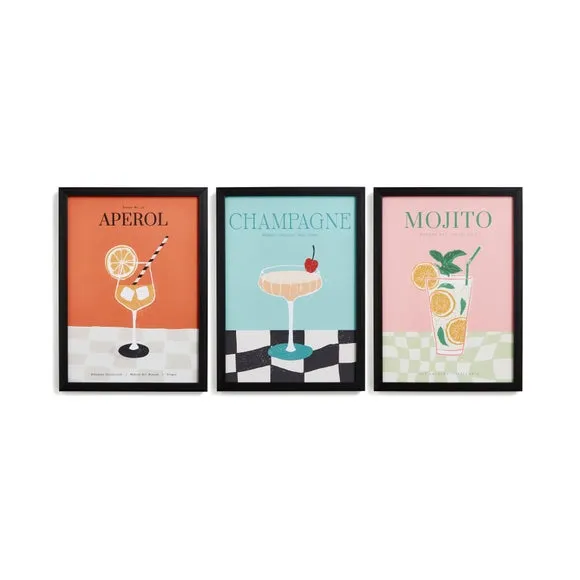 Set of 3 Cocktail Framed Prints 3