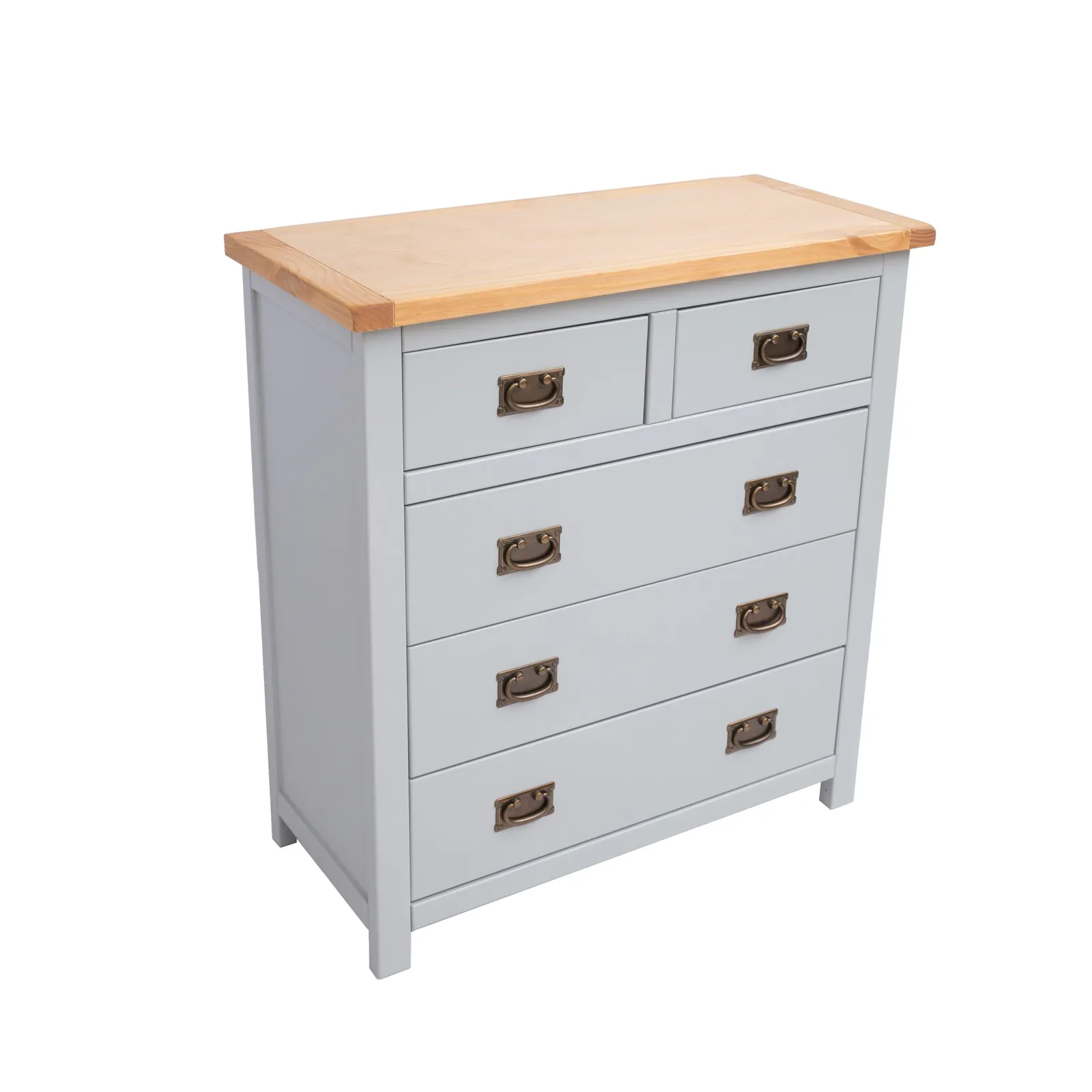 Cabinet Bits Argenta 5 Drawer Chest of Drawers Bras Drop Handle in Light Grey 3