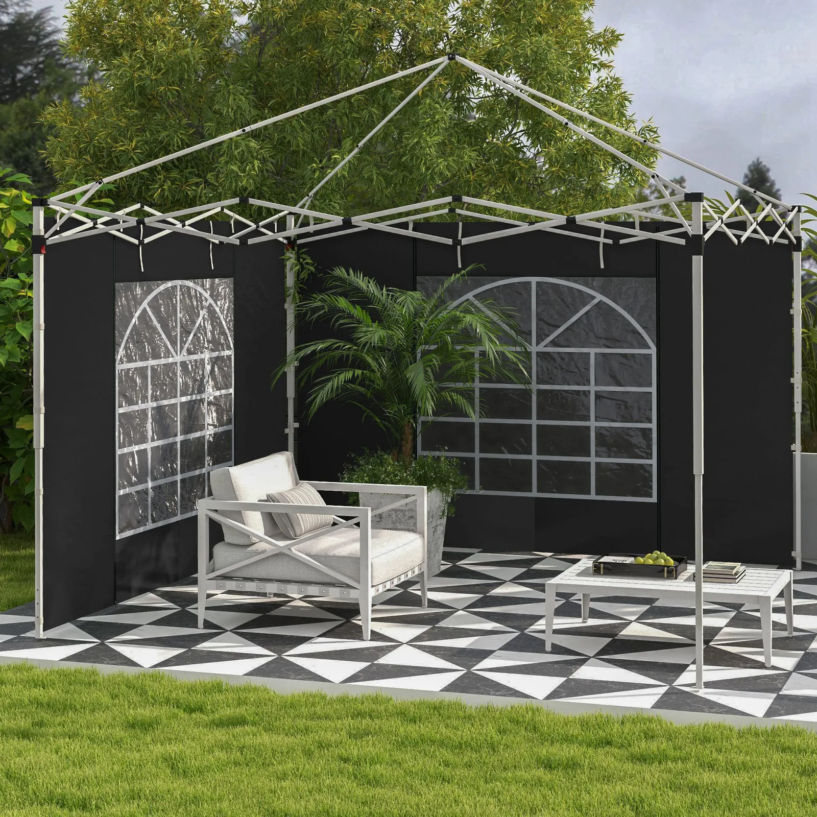 OUTSUNNY 3x3(m) or 3x6m Pop Up Gazebo Side Panels Replacement, 2 Pack in Black 1