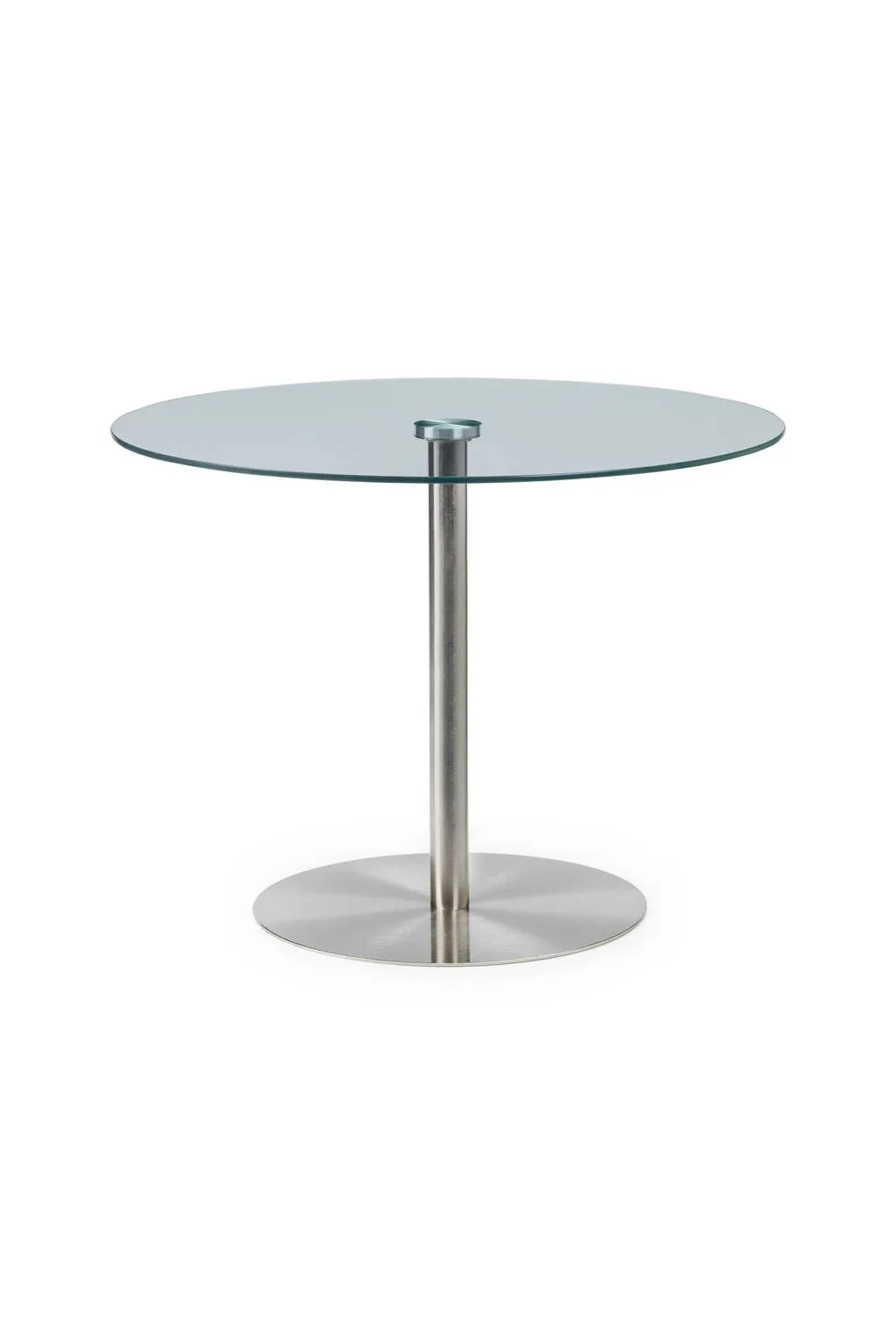 Julian Bowen Milan Round Glass Top Pedestal 4 Seater Dining Table in Silver 3
