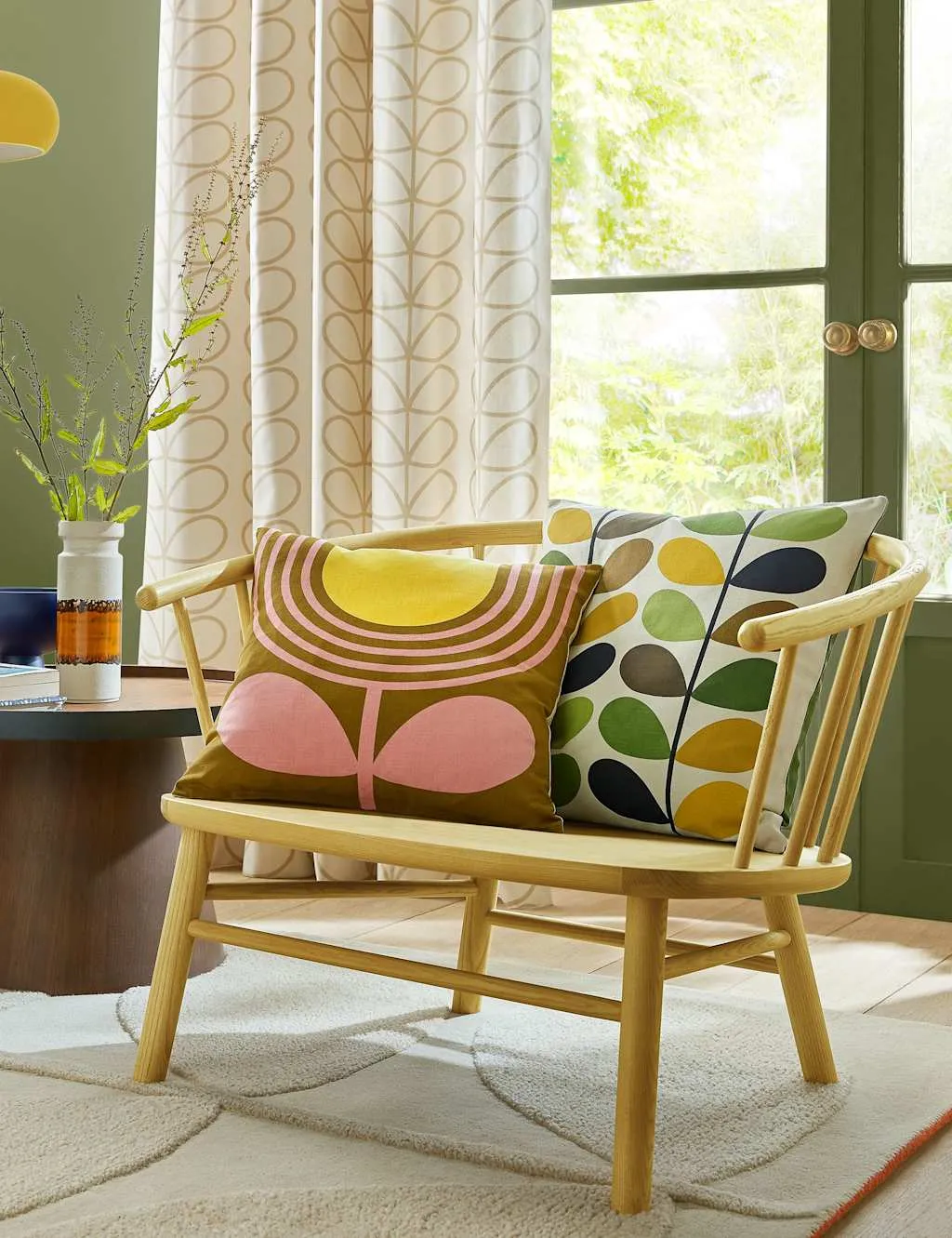 Orla Kiely Pure Cotton Striped Tulip Reversible Cushion Brown Mix