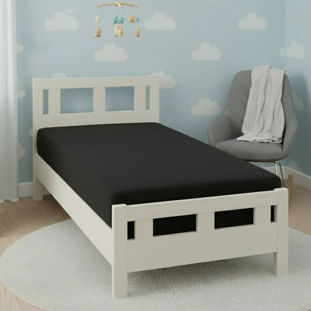Snug City Flannelette Cot Bed Fitted Sheet Soft Brushed Cotton Bedding Comfort in Black
