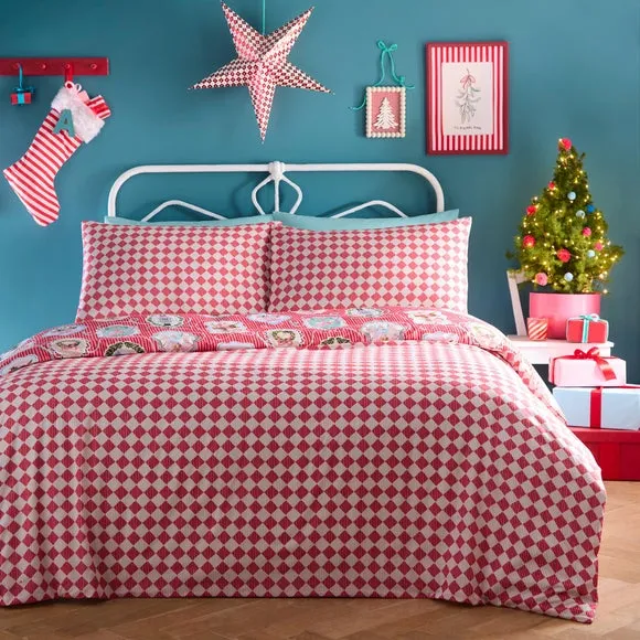 Fusion Christmas Vintage Frames Polycotton Duvet Cover & Pillowcase Set 2