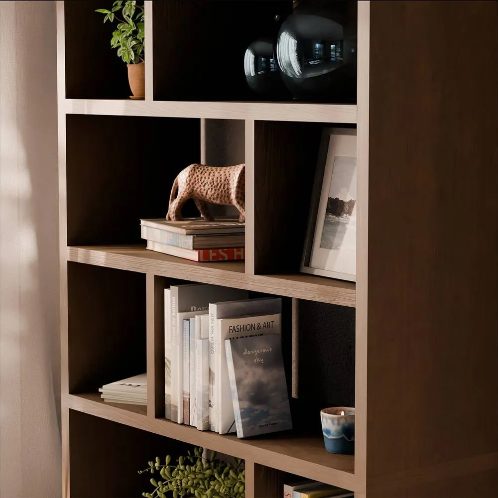 sweeek 5-tier Asymmetrical Bookshelf With 10 Compartments in Dark Brown 6
