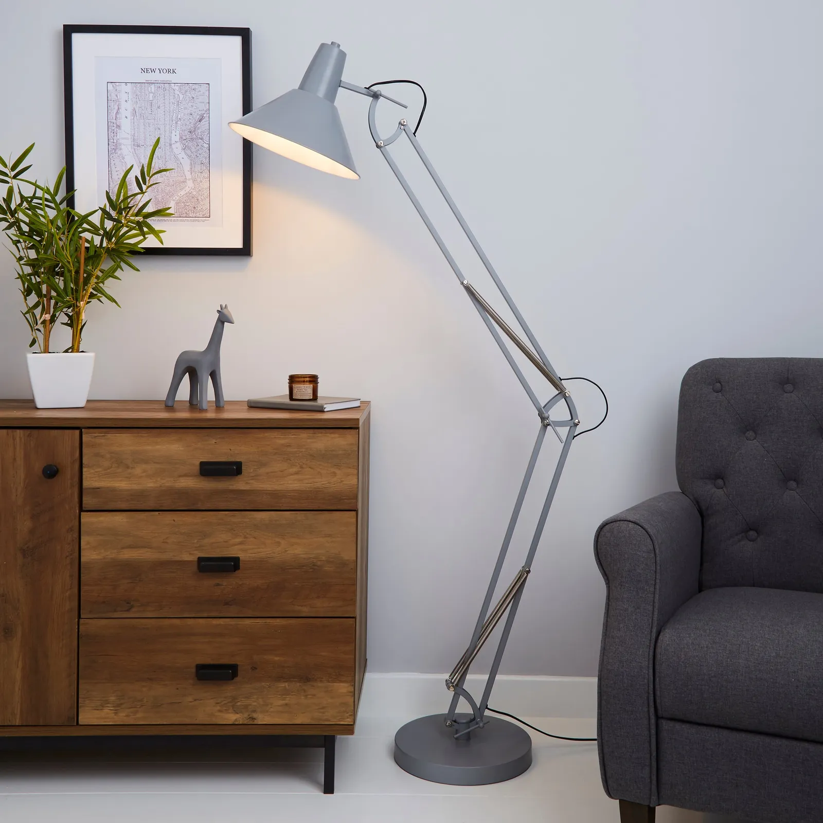Carlton Grey Floor Lamp Grey