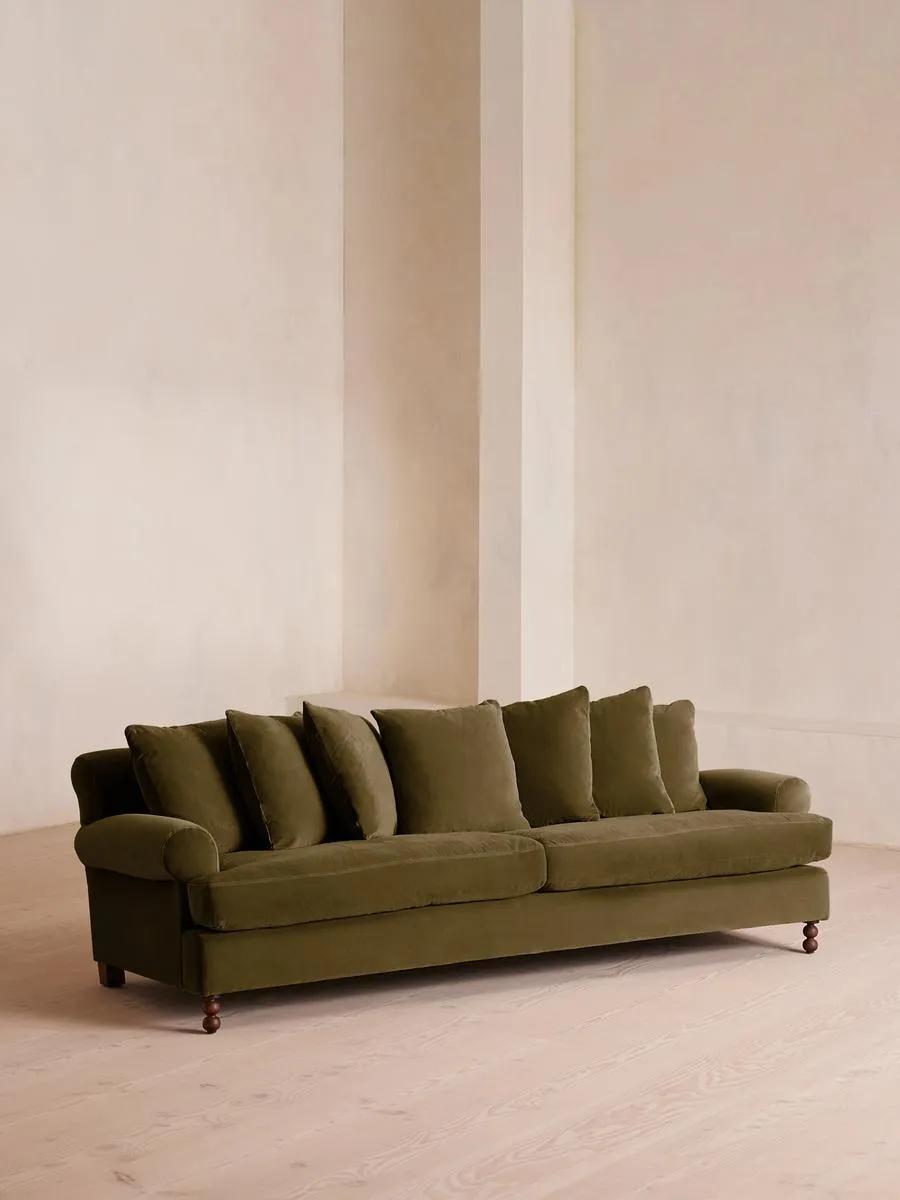 Audrey Four Seater Sofa, Velvet, Olive
