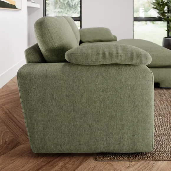 Magnus Vintage Soft Chenille Corner Chaise Sofa 2