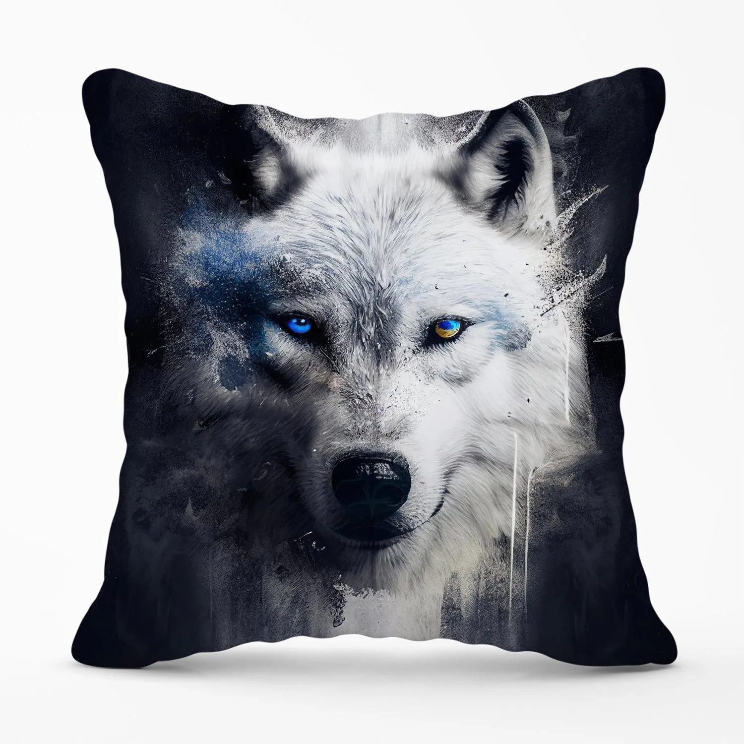 Warren Reed - Designer White Wolf Face Splashart Dark Backgrouns Outdoor Cushion