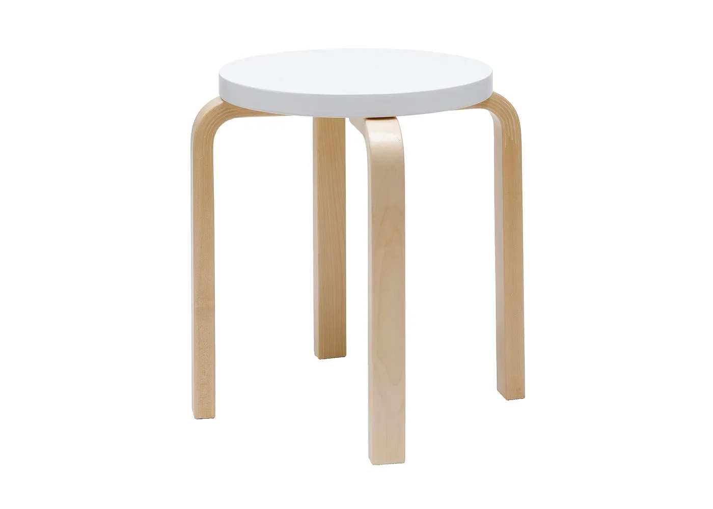 Artek Stool E60 Natural Lacquered Birch White Lacquered