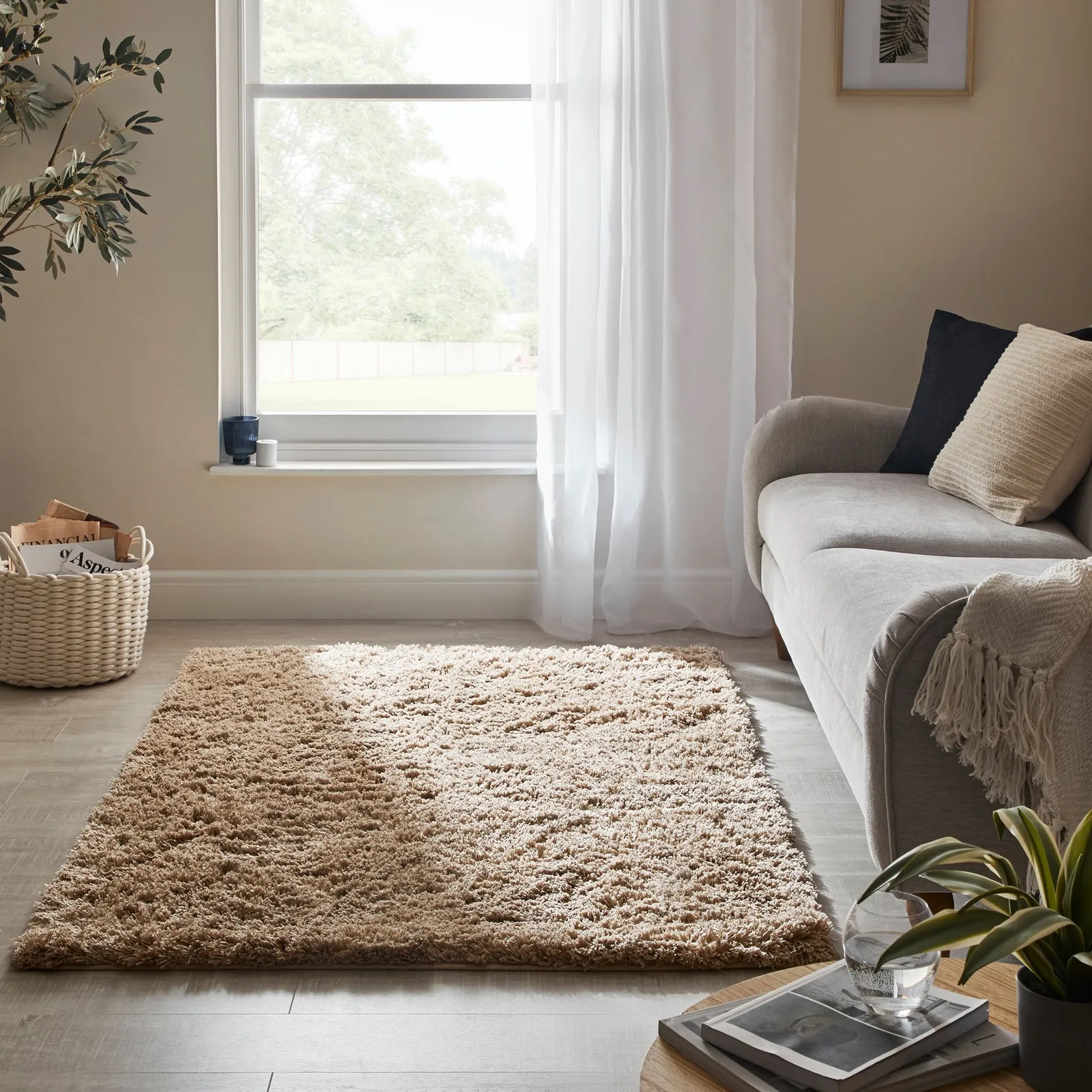 Jasper Fluffy Rug Taupe