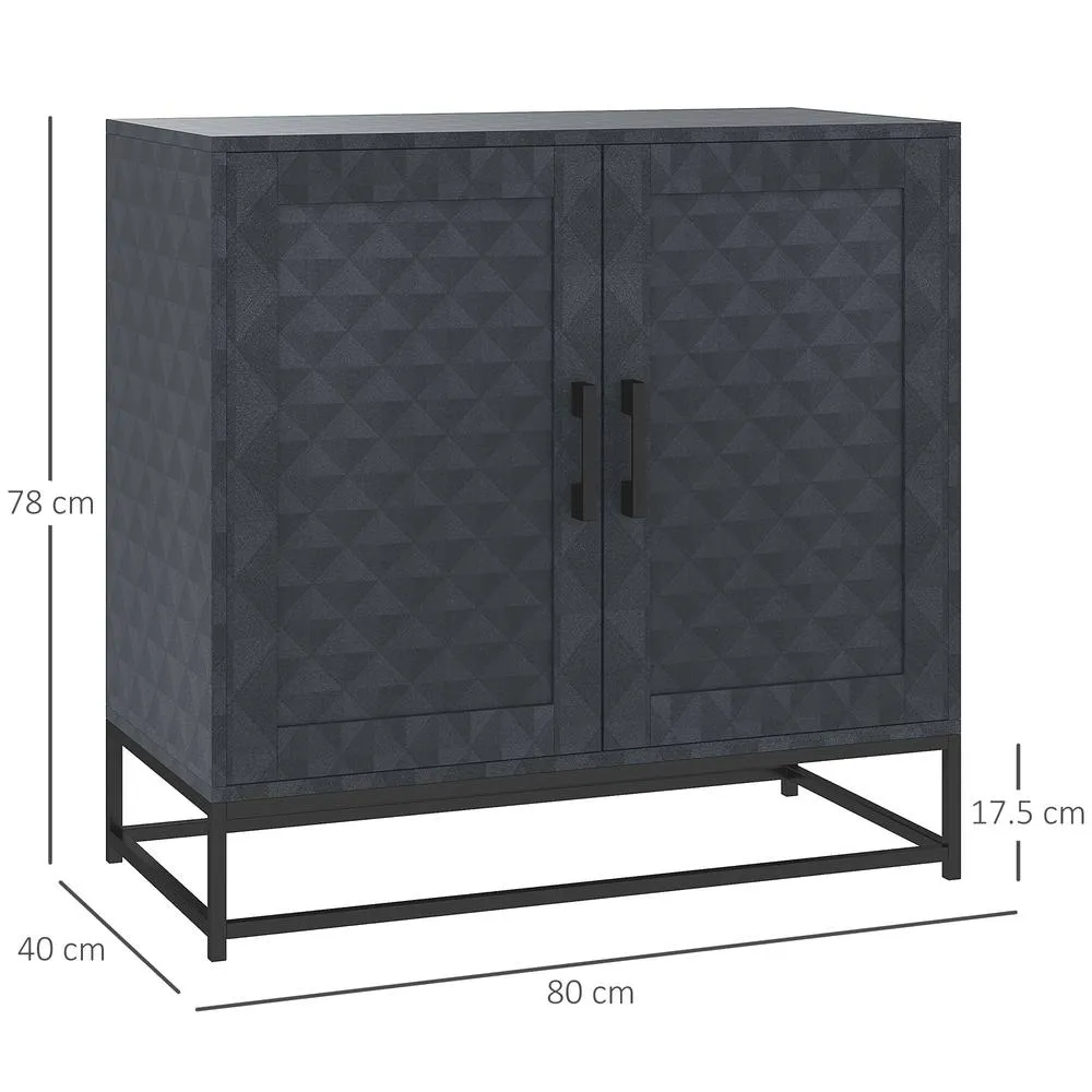 HOMCOM Modern Storage Cupboard with Adjustable Shelf & 2 Doors, Black 3