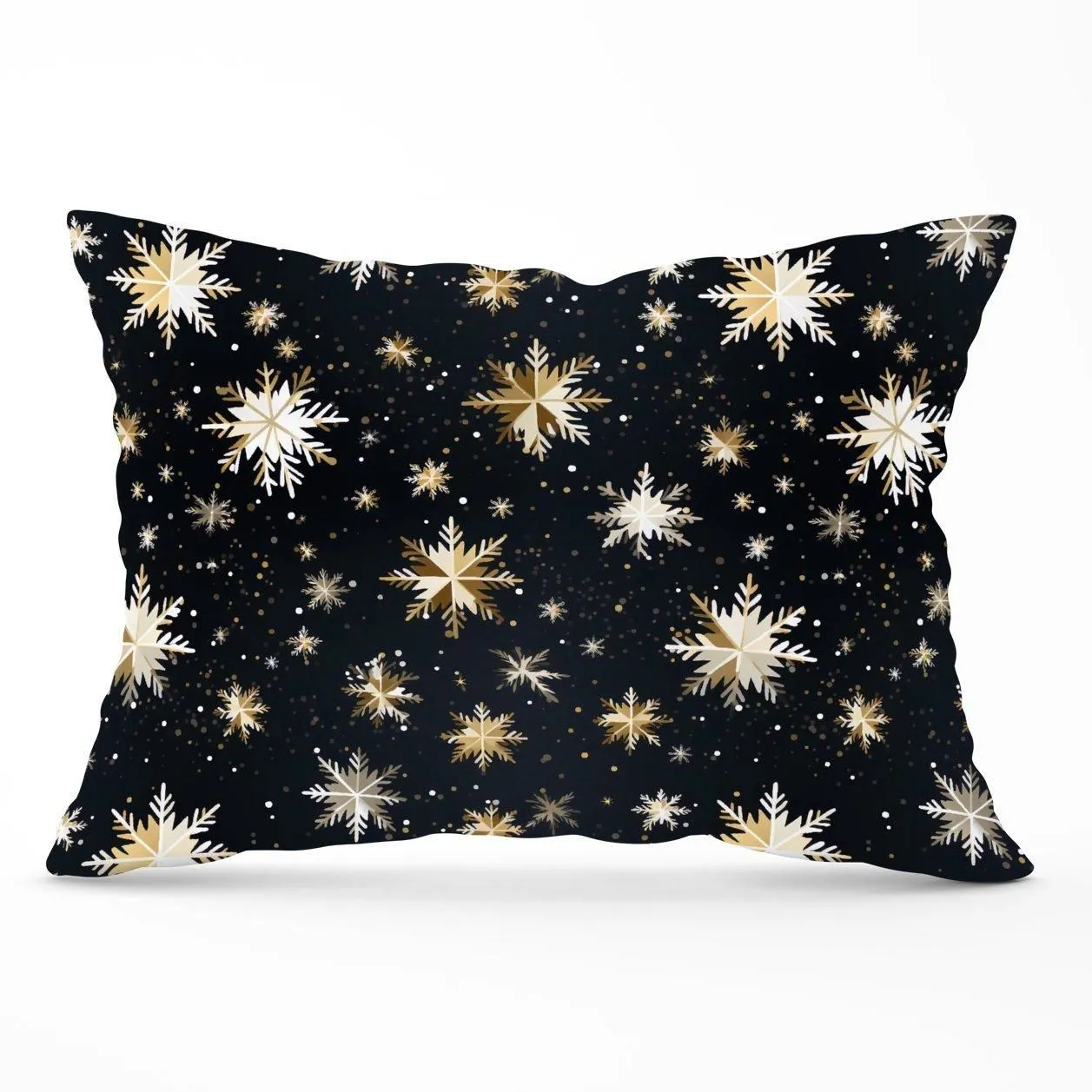Warren Reed - Designer Silver Gold Snowflake Pattern Cushions in Blue