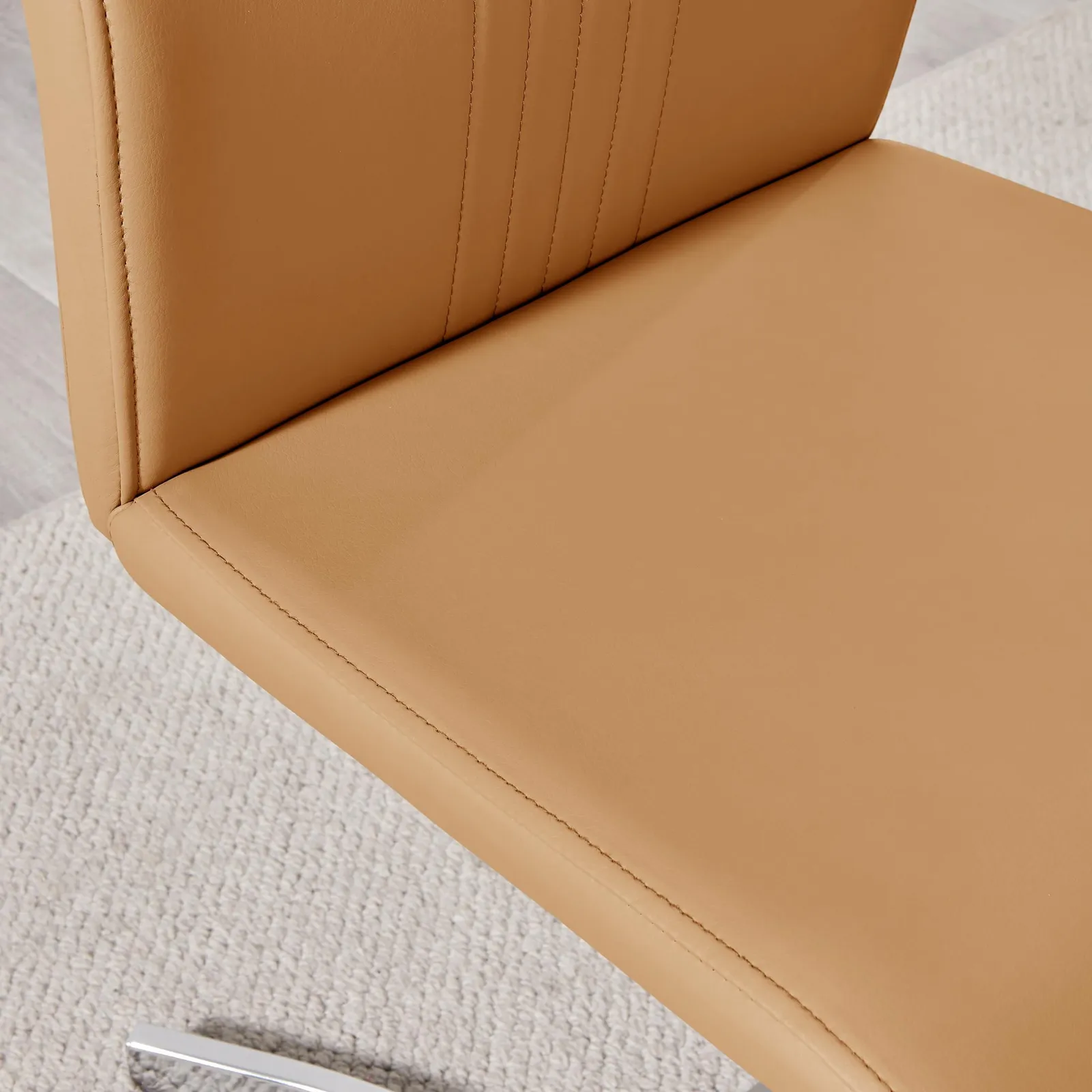 FurnitureboxUK Set of 2 Willow Contemporary Z Shaped Faux Leather Dining Chairs With Silver Chrome Metal Legs in Mustard 6