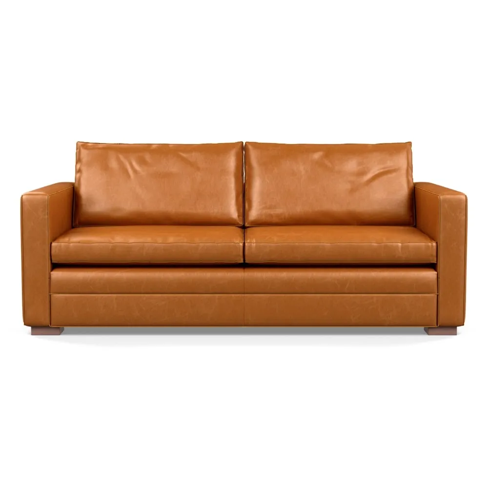 Heal's Palermo 3 Seater Sofa Stonewash Leather Toffee 277 Walnut Feet 1