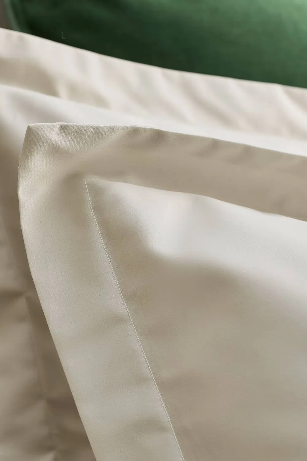 CHRISTY 400TC Luxury Cotton Sateen Plain Dye Oxford Pillowcases Pair in Light Beige 3