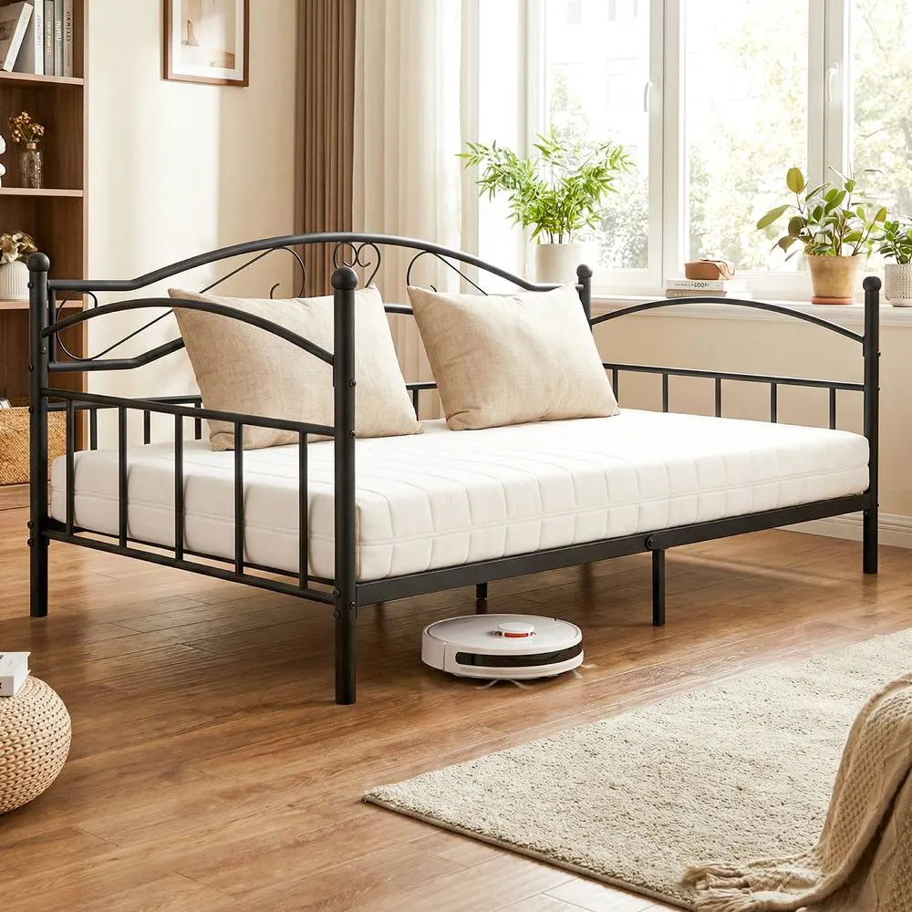 Costway Metal Daybed Frame Single Size Sofa Bed with Classic Headboard in Black 3