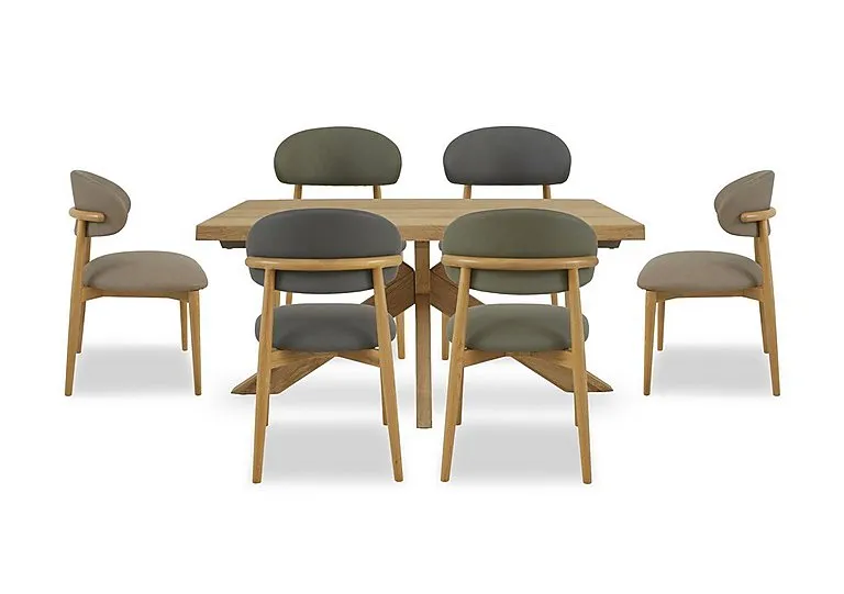 Riga Dining Table with Wooden Star Base and 6 Wooden Chairs - 140-cm - Grey - Green - In Time for Christmas