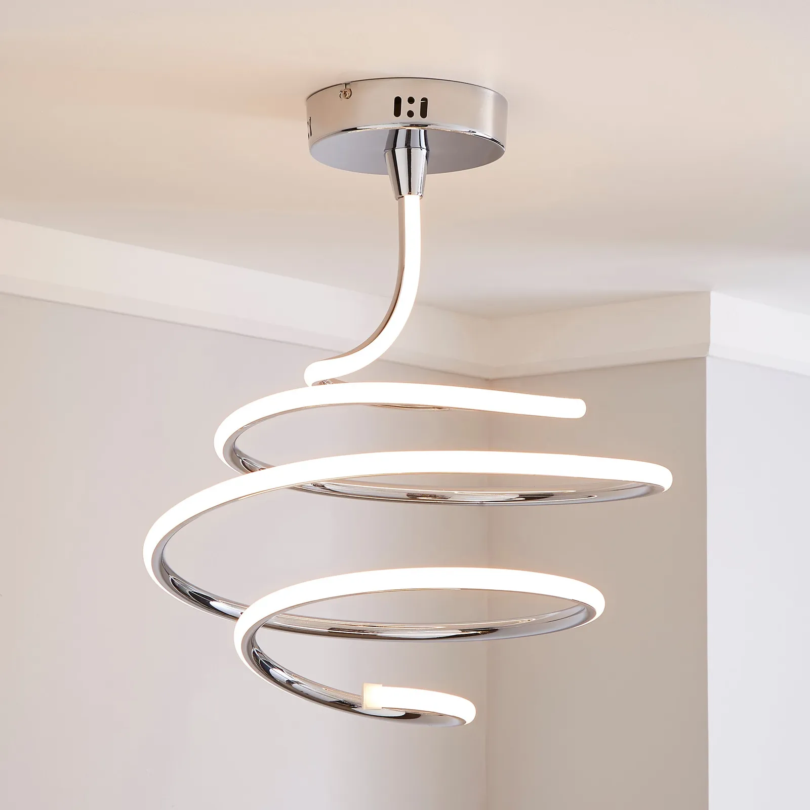 Byron Integrated LED Swirl Chrome Ceiling Fitting Chrome