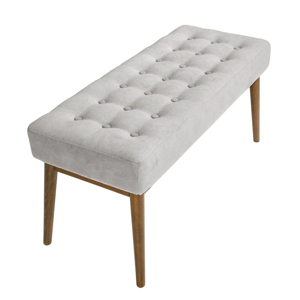 Angel Cerda Dark Grey Fabric Stool with Walnut Legs 6