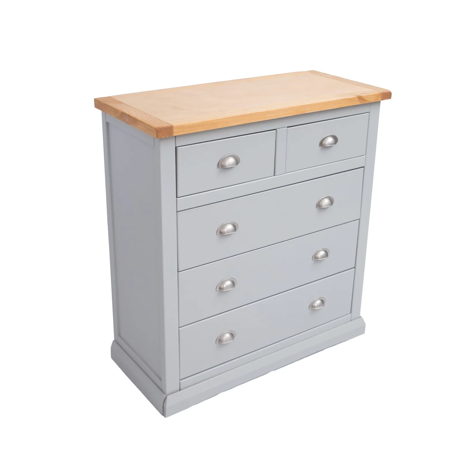 Cabinet Bits Loreo 5 Drawer Chest of Drawers Chrome Cup Handle in Light Grey 3