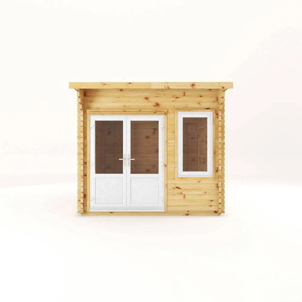 Mercia 3 x 3 m Curved Roof Log Cabin - 44 mm - White UPVC Windows & Door in Light Brown 3