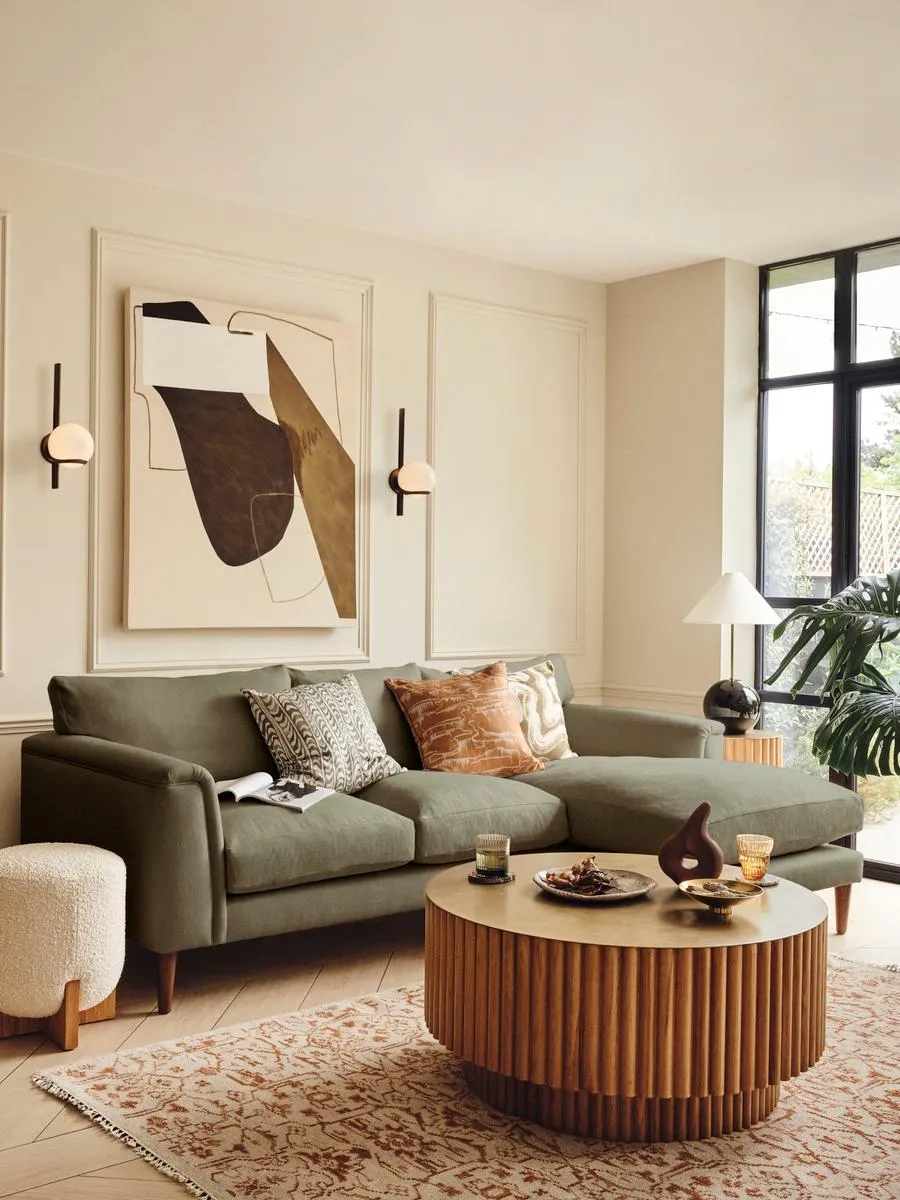 Reya Chaise-end Sofa, Linen, Sage