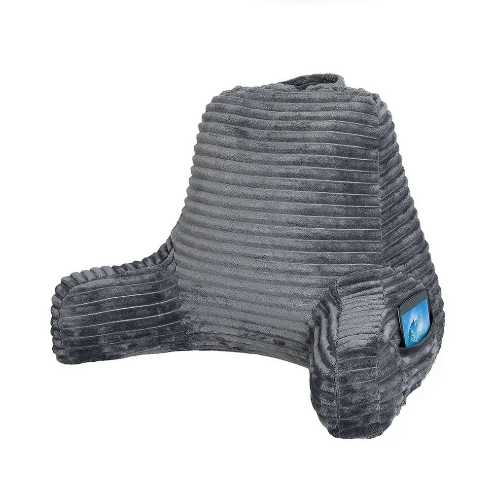 Lavio Reading Pillow Back Rest Lumbar Support Arm Seat Cuddle Cushion Lounge in Grey