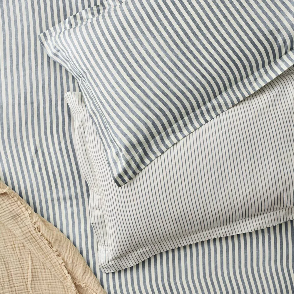 Yard Hebden Striped 100% Cotton Fitted Sheet in Navy 2