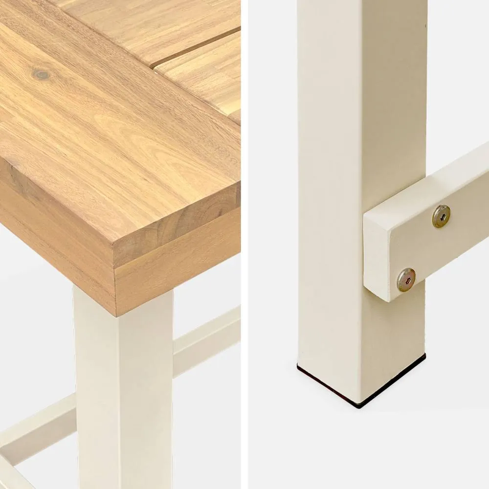 sweeek Acacia wood & steel table, indoor/outdoor in Light Brown 6