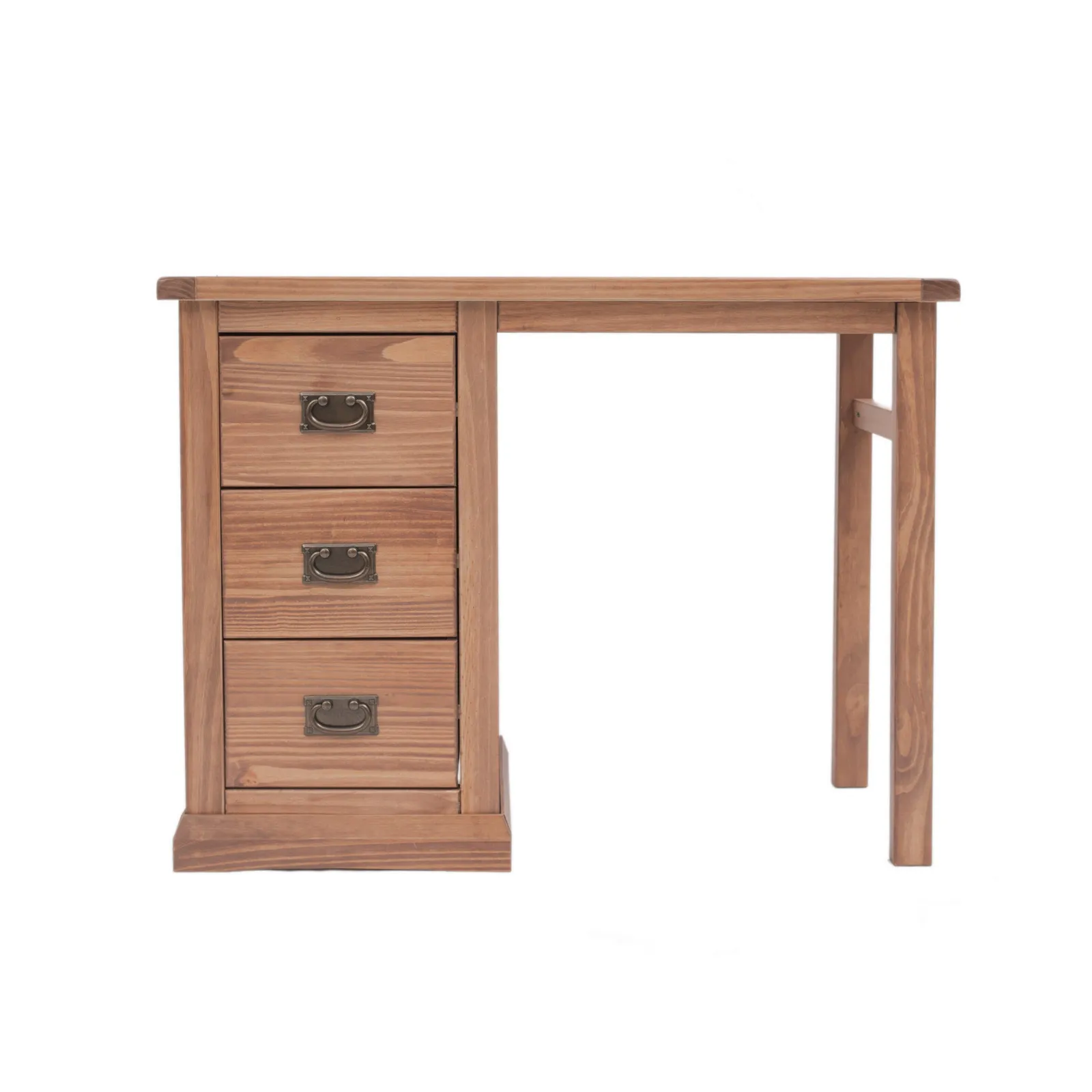 Cabinet Bits Tirolo 3 Drawer Desk - Dressing Table Brass Drop Handle in Brown