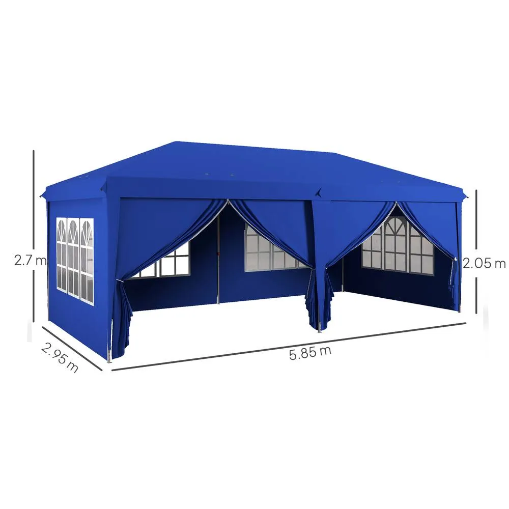 OUTSUNNY 3x6m Pop Up Gazebo Canopy Marquee w/ Carry Bag, Blue 3