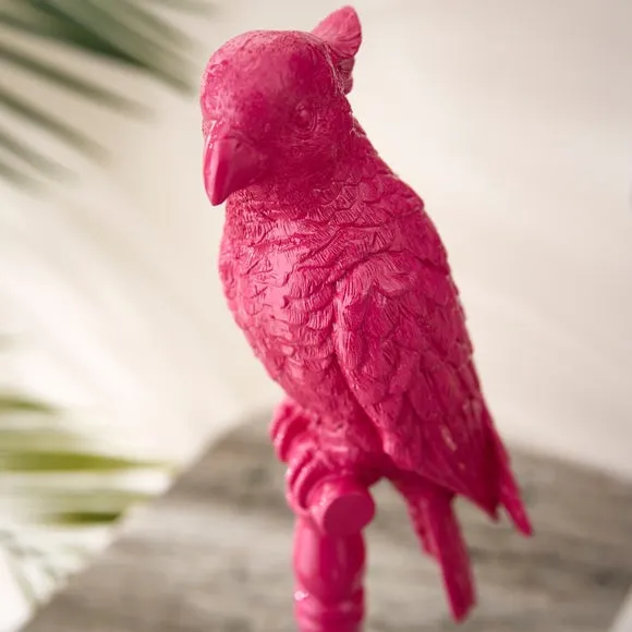 Bright Pink Resin Parrot Ornament 2