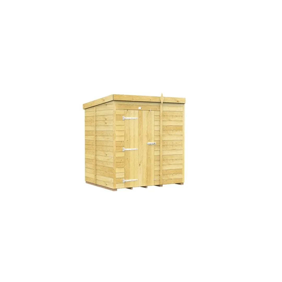 Buttercup Farm 6 x 5 Feet Pent Shed - Single Door W/O Windows - L147 x W185 x H201 cm in Brown