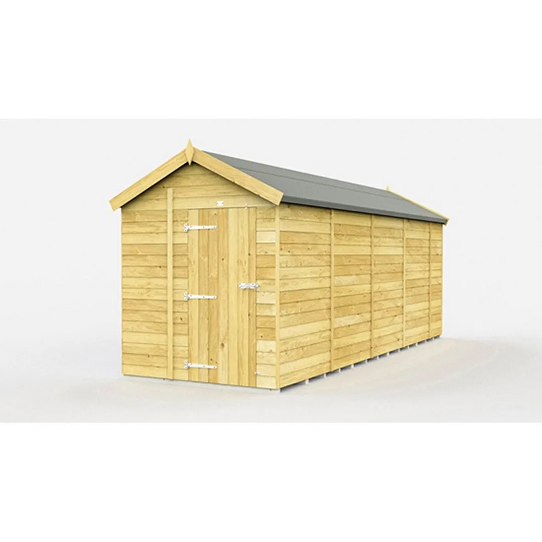 Buttercup Farm 7 x 18 Feet Apex Shed - Single Door W/O Window - L533 x W214 x H217 cm in Brown