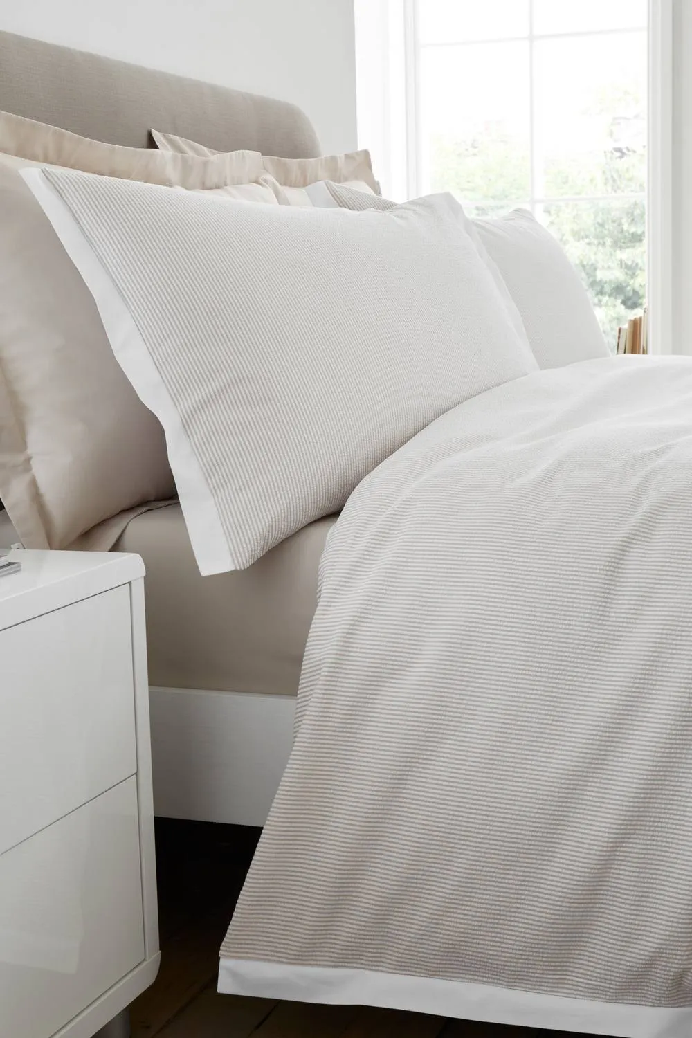 Bianca 'Seersucker Woven Stripe' 180 Thread Count Cotton Duvet Cover Set in Natural 4