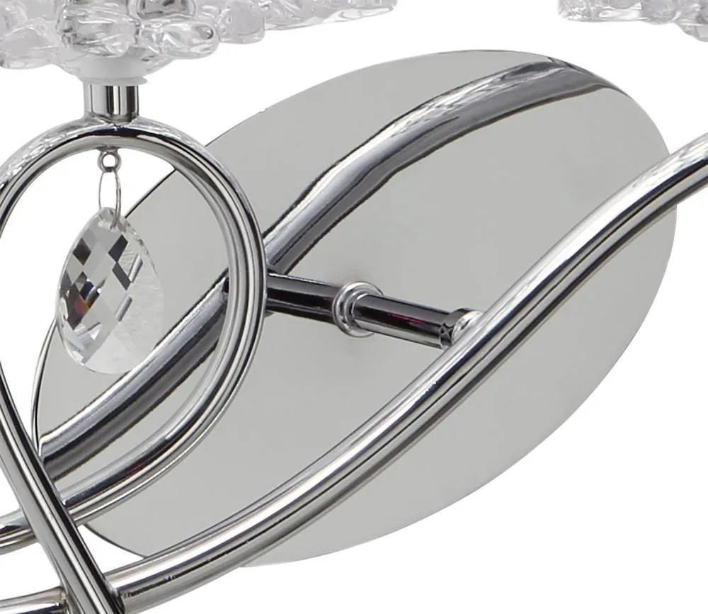 Netlighting Louise Wall Lamp Right 2 Light E27 White Shade Chrome Crystal in Grey 6