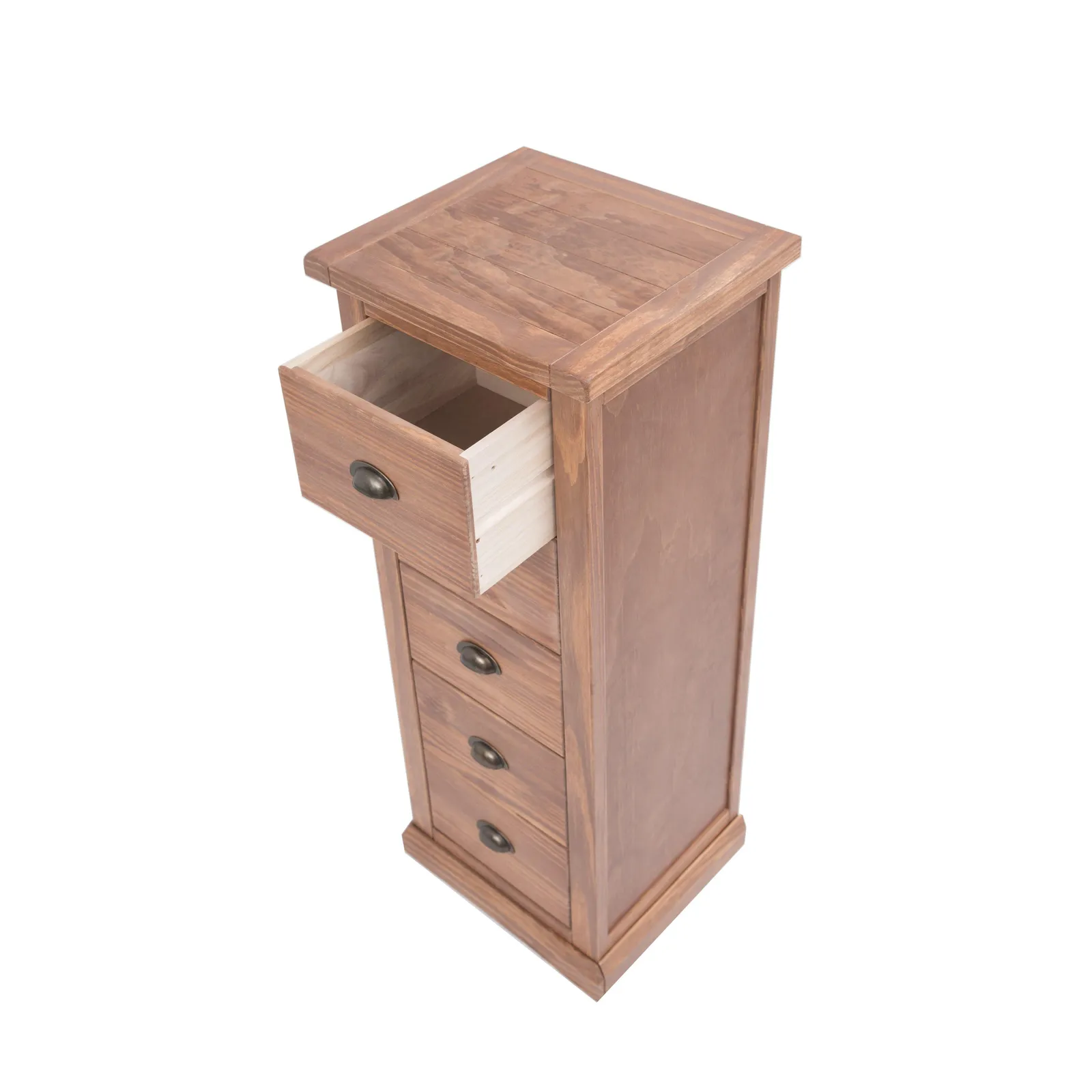 Cabinet Bits Tirolo 5 Drawer Narrow Chest of Drawers Brass Cup Handle in Brown 5