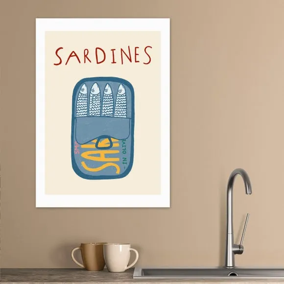 East End Prints Sardines In A Tin Framed Print