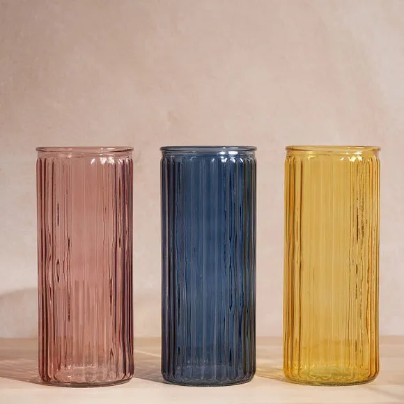 Hestia Cylindrical Ribbed Glass Vase 4